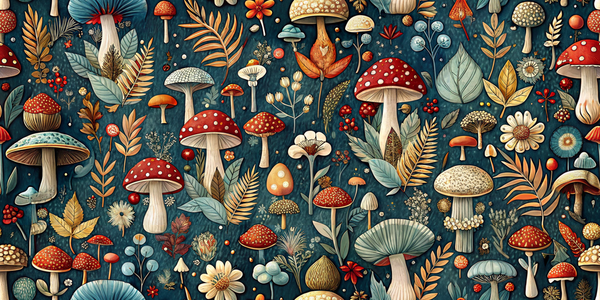 Vintage Mushroom Garden